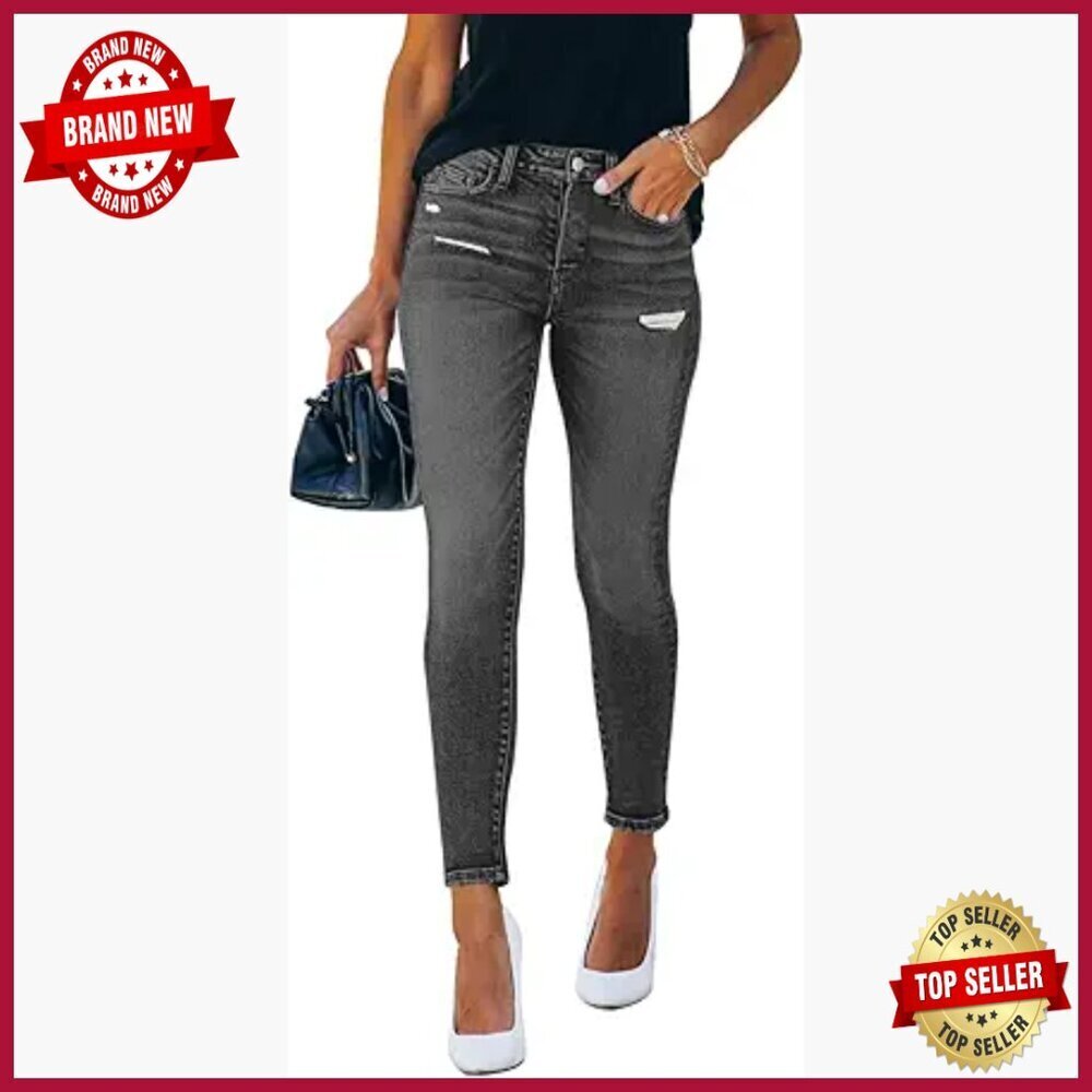 Stretch Skinny Jeans Mid Rise Tummy Control Work Casual Denim Pants